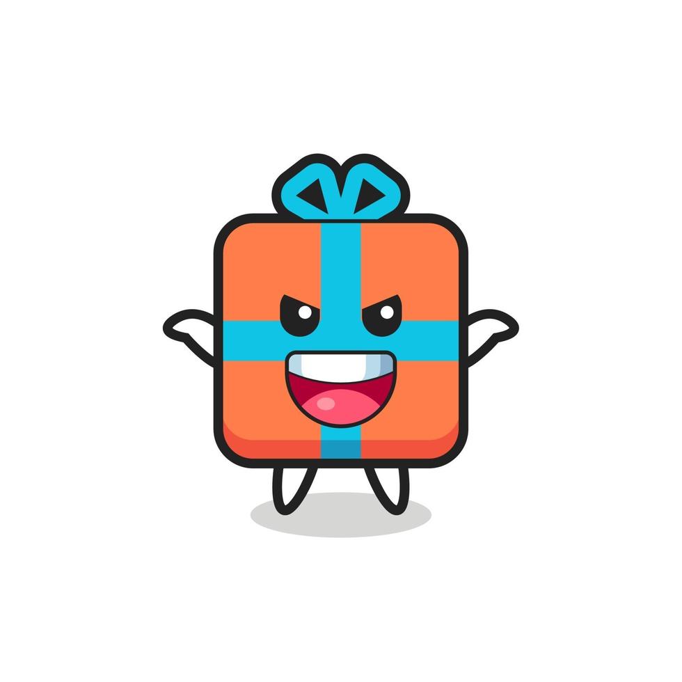 the illustration of cute gift box doing scary gesture vector