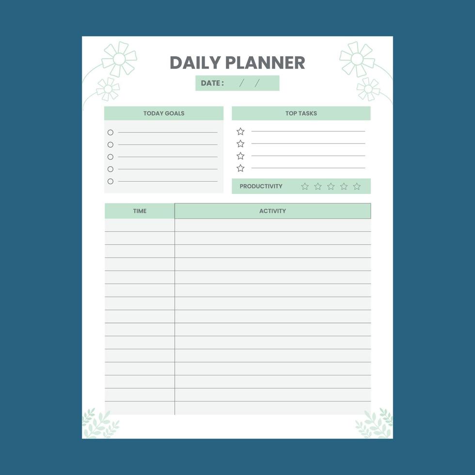 Planner schedule printable activity interior template vector design