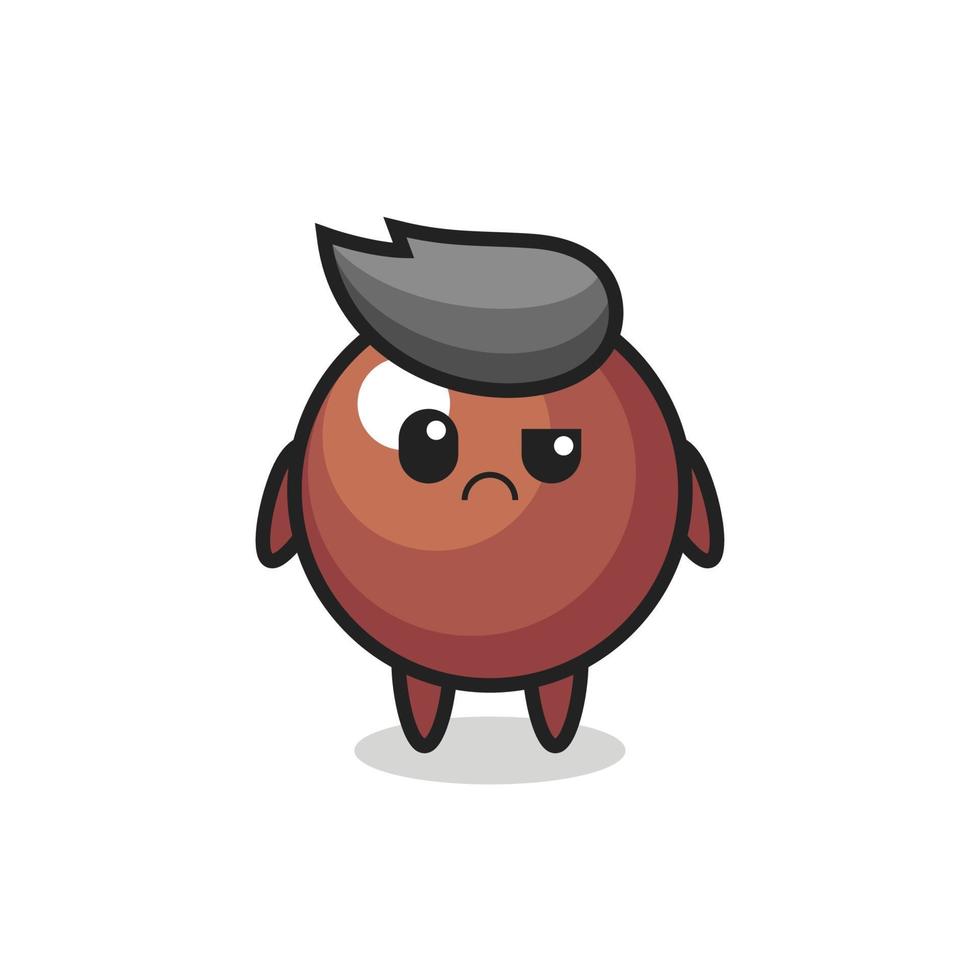 the mascot of the chocolate ball with skeptical face vector