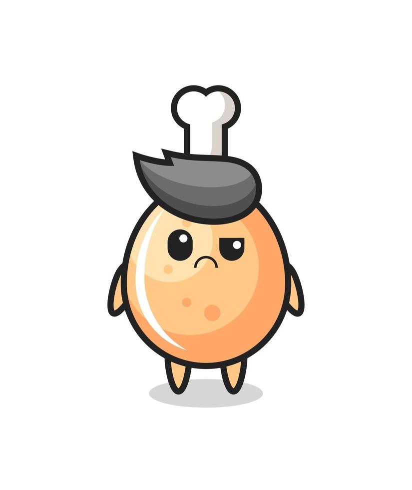 the mascot of the fried chicken with skeptical face vector