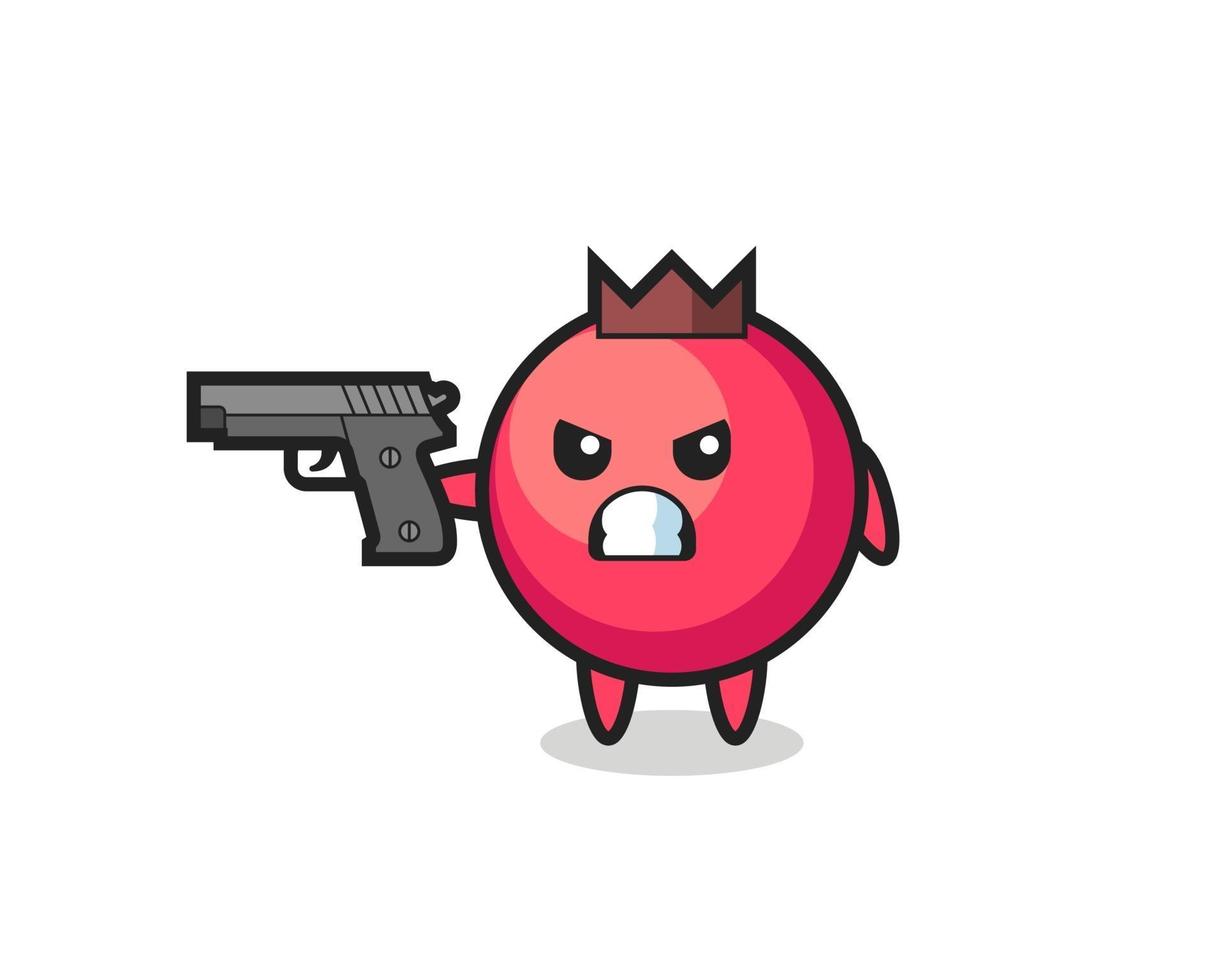the cute cranberry character with gun vector