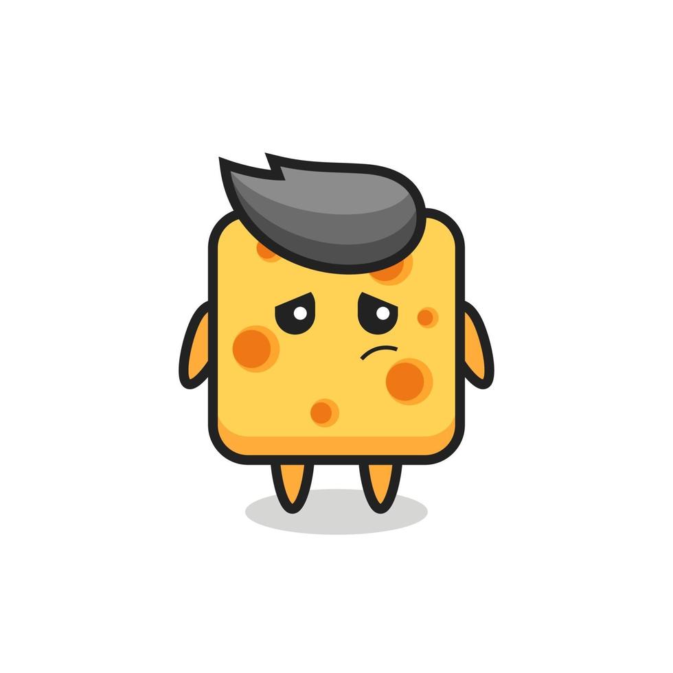 the mascot of the cheese with skeptical face vector