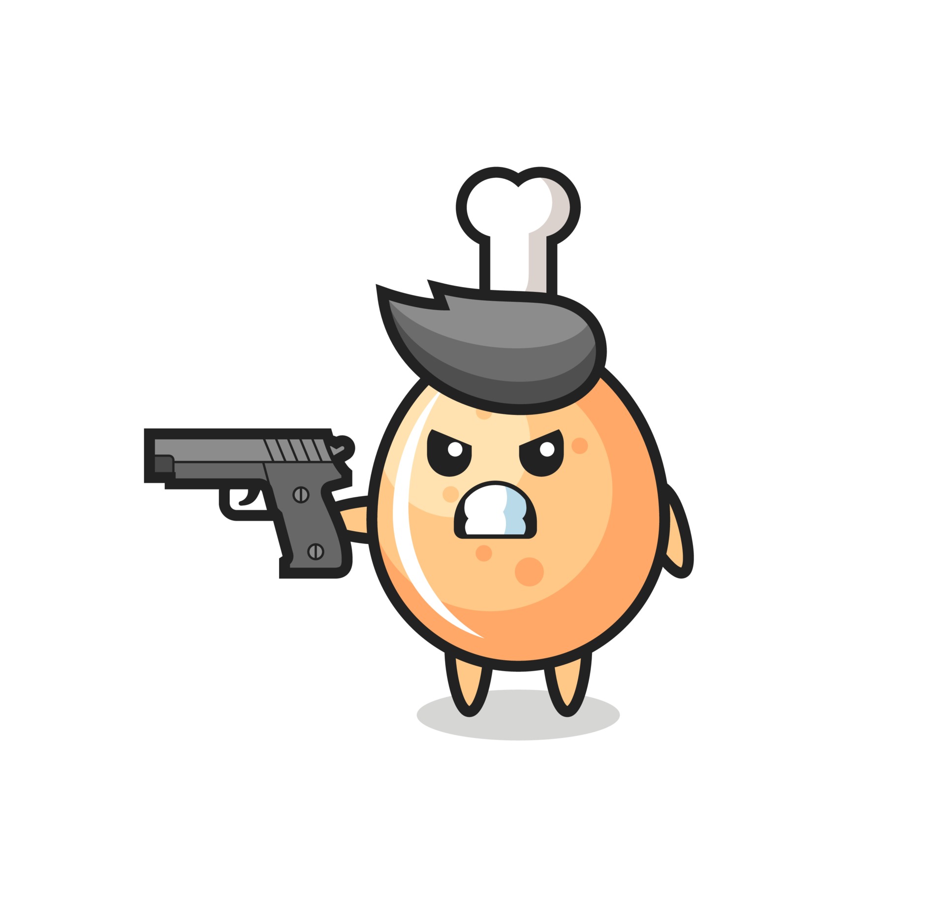 Kawaii Chibi Chicken Gun Battle · Creative Fabrica