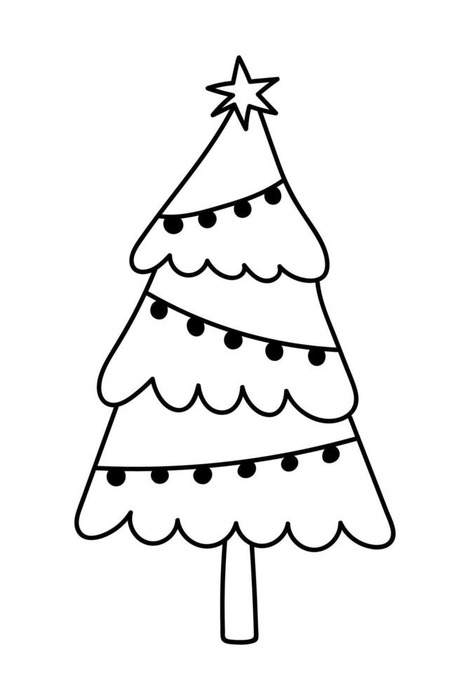 Festive Christmas tree with garland and a star vector