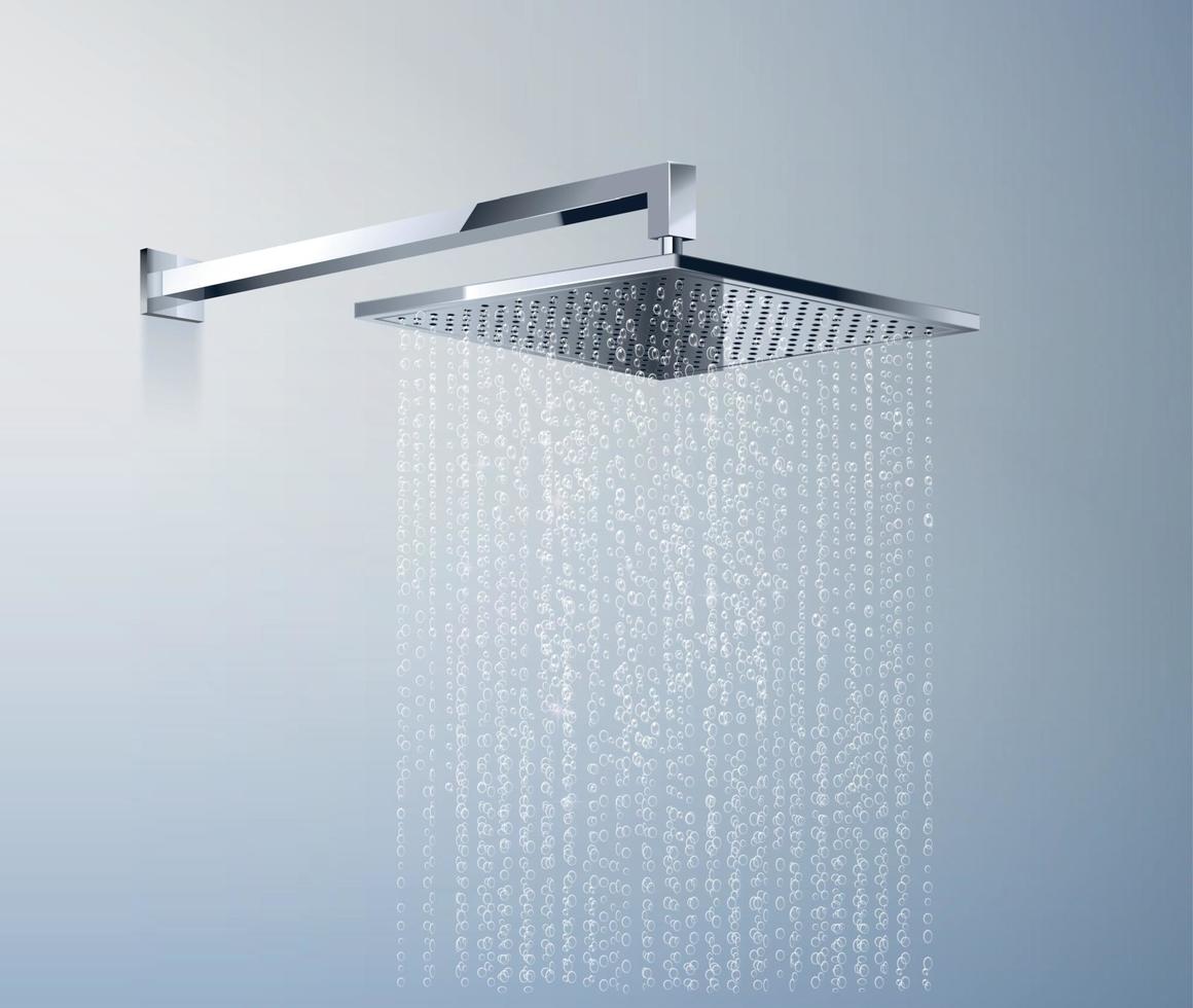 Shower Head With Water Realistic Concept vector