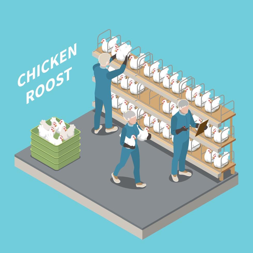 Chicken Roost Isometric Background vector