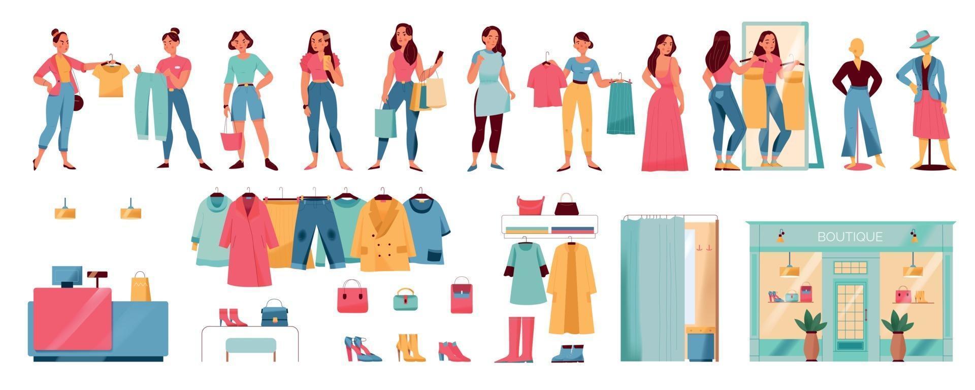 Women In Store Set vector