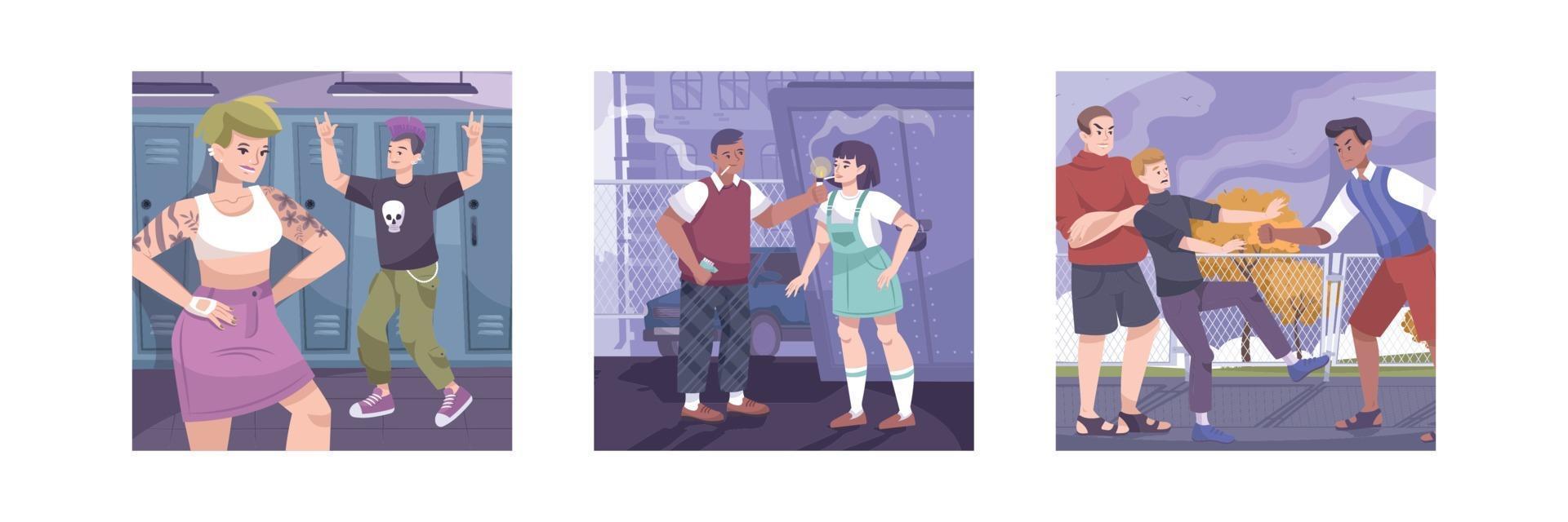 Troubled Teenagers Compositions Set vector