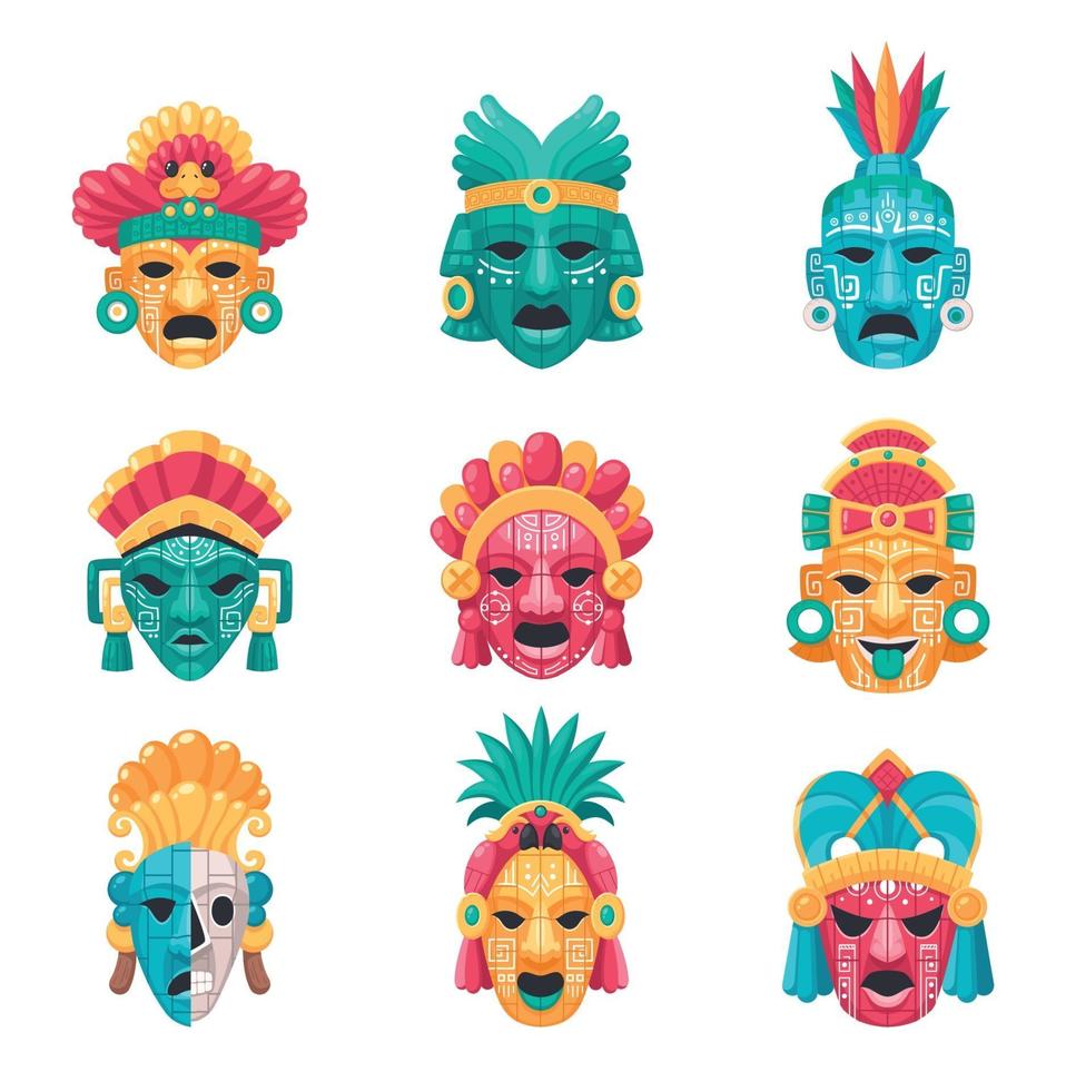 Maya Civilization Icons Set vector