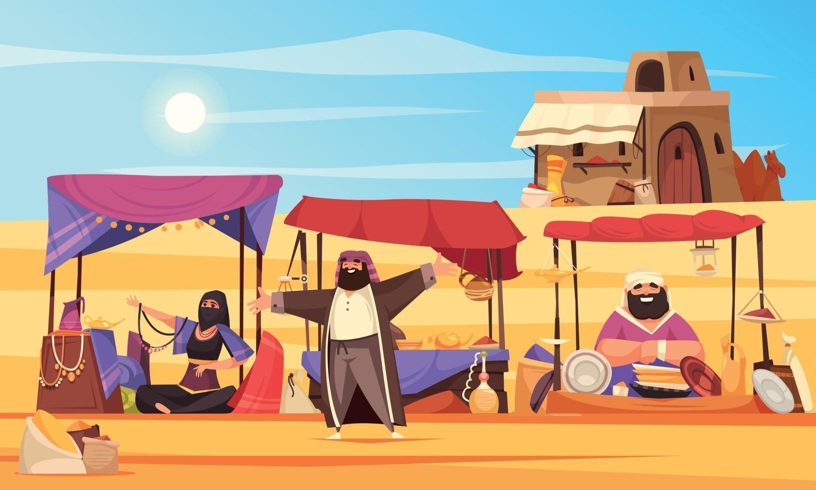 Arabic Marketplace Cartoon Background vector