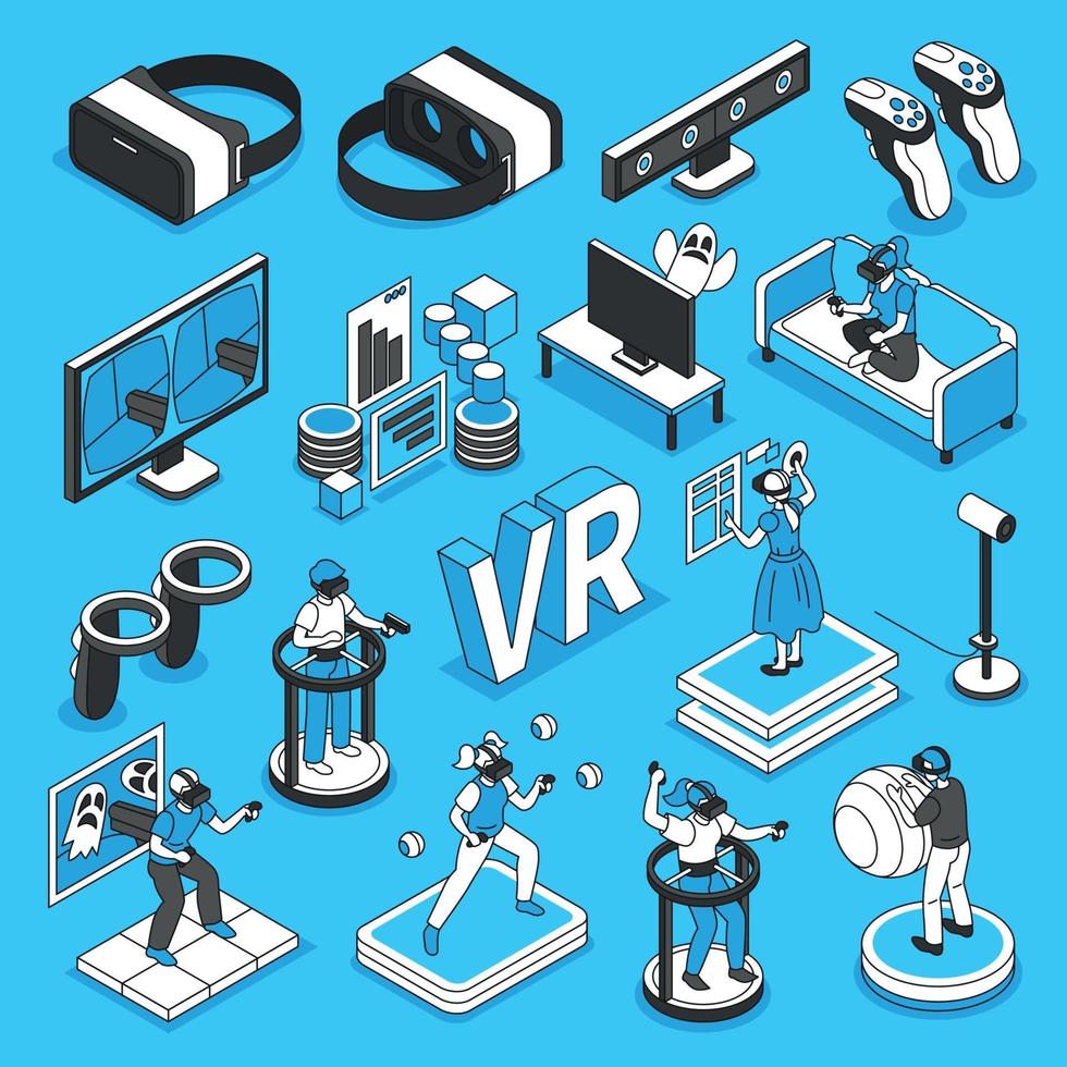 Virtual Reality Icons Set vector