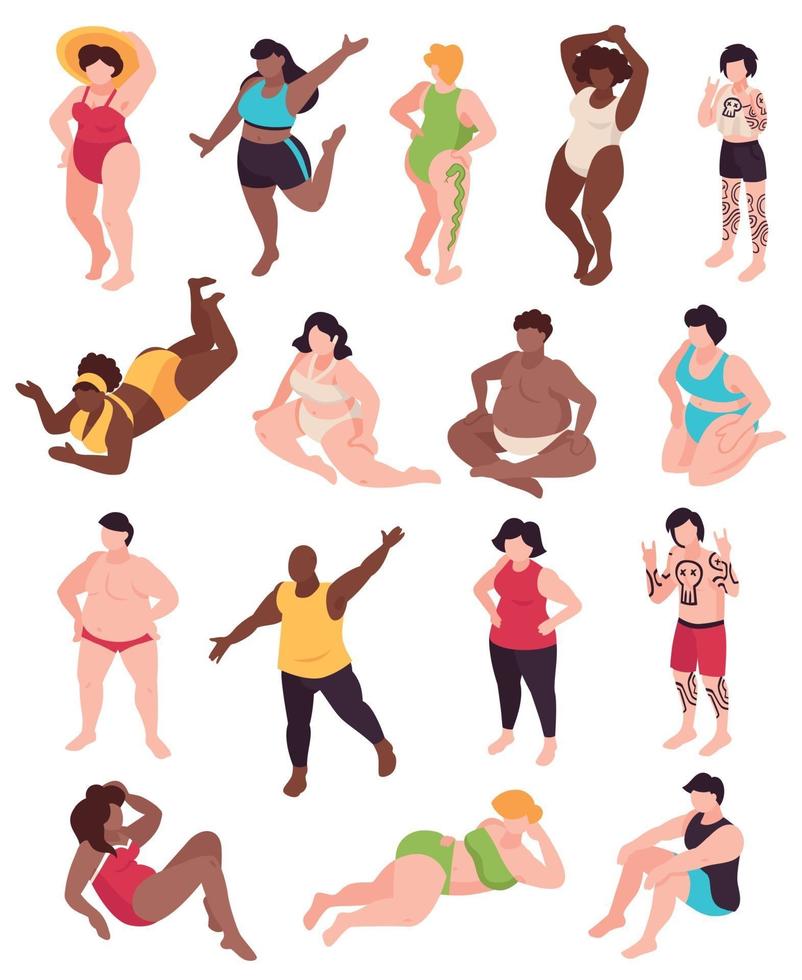 cuerpo positivo conjunto de iconos vector