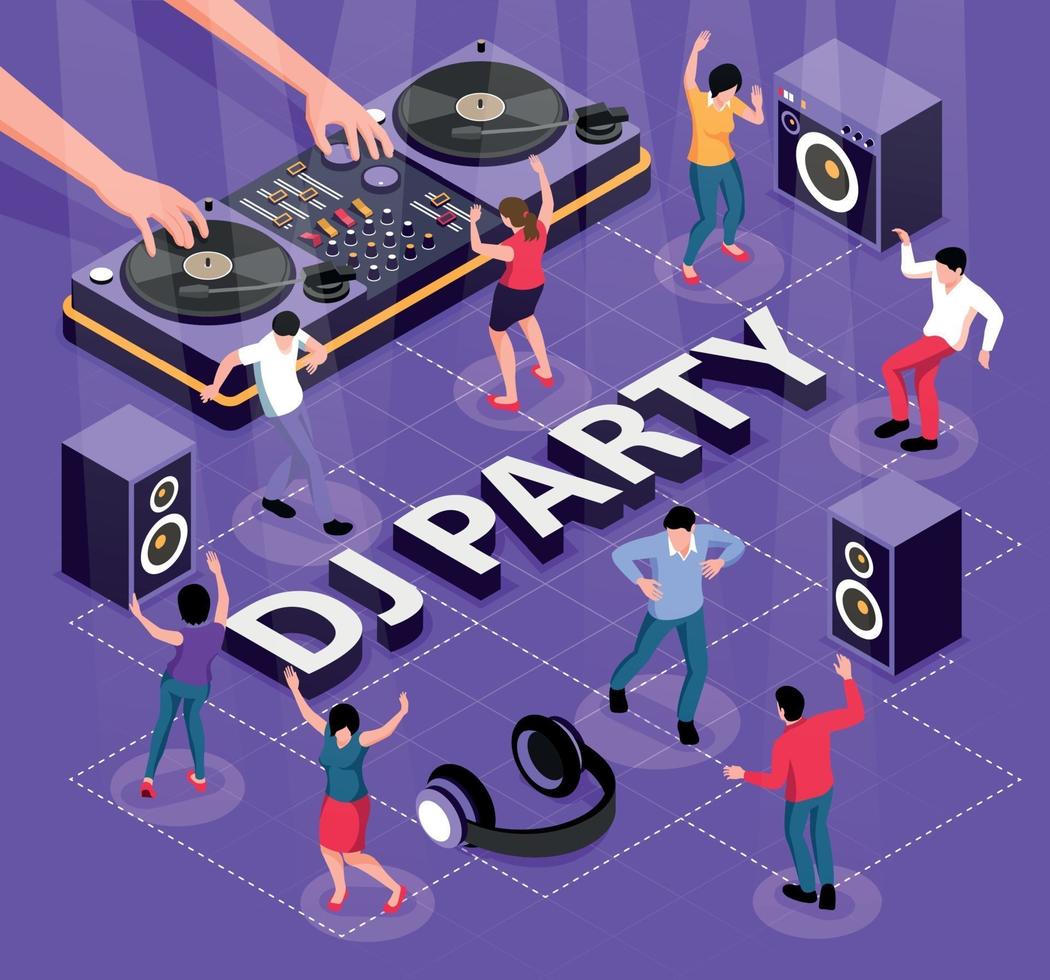 DJ Party Flowchart Composition vector