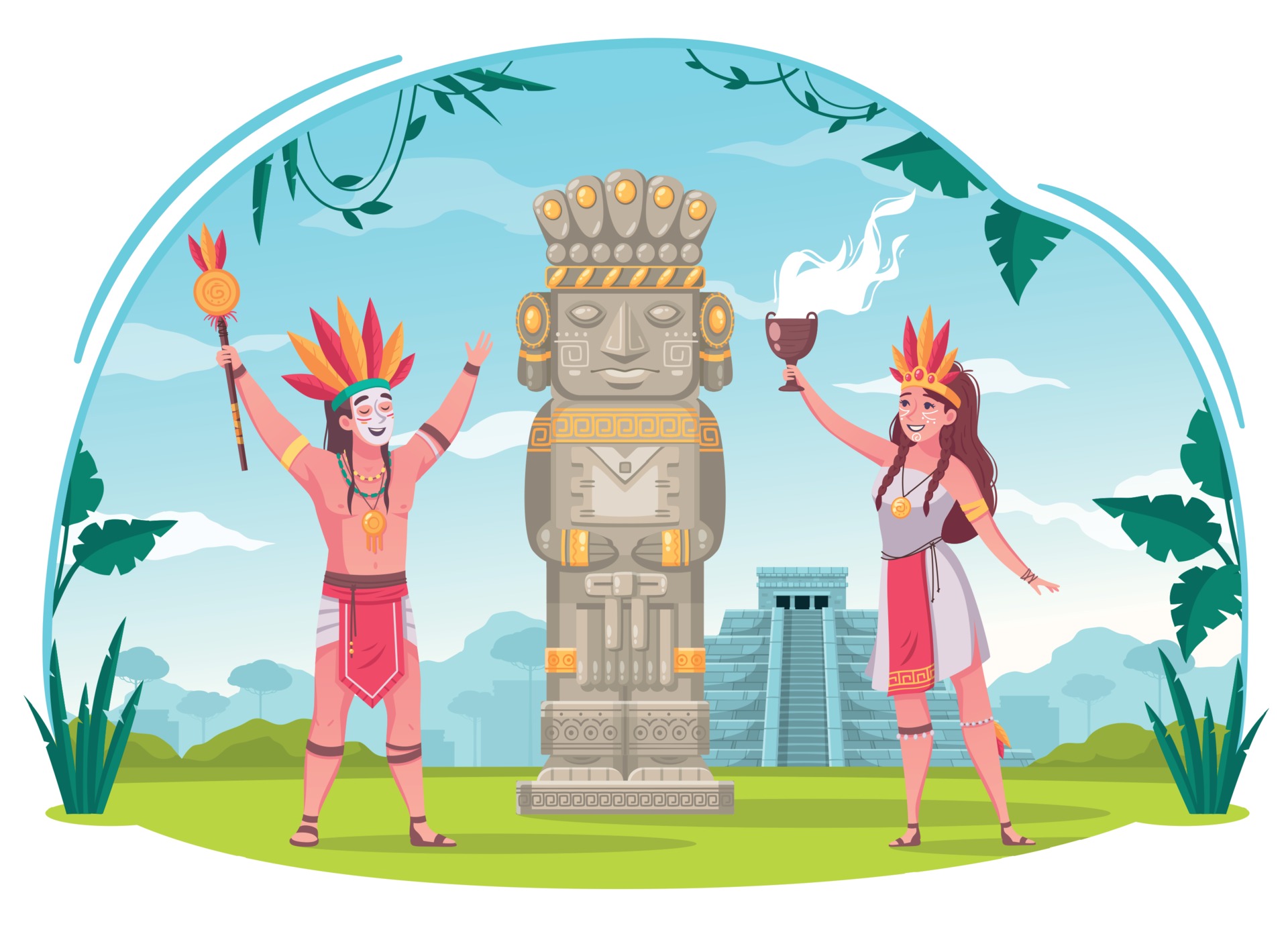 concepto de dibujos animados de la civilización maya 3385715 Vector en  Vecteezy
