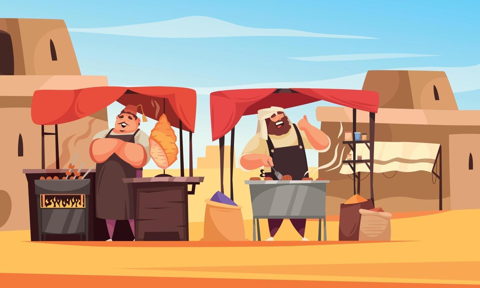 Eastern Market Cartoon Composition vector