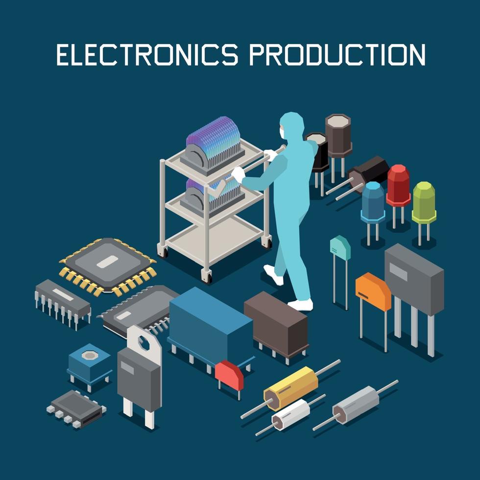 composición de la producción de componentes electrónicos vector