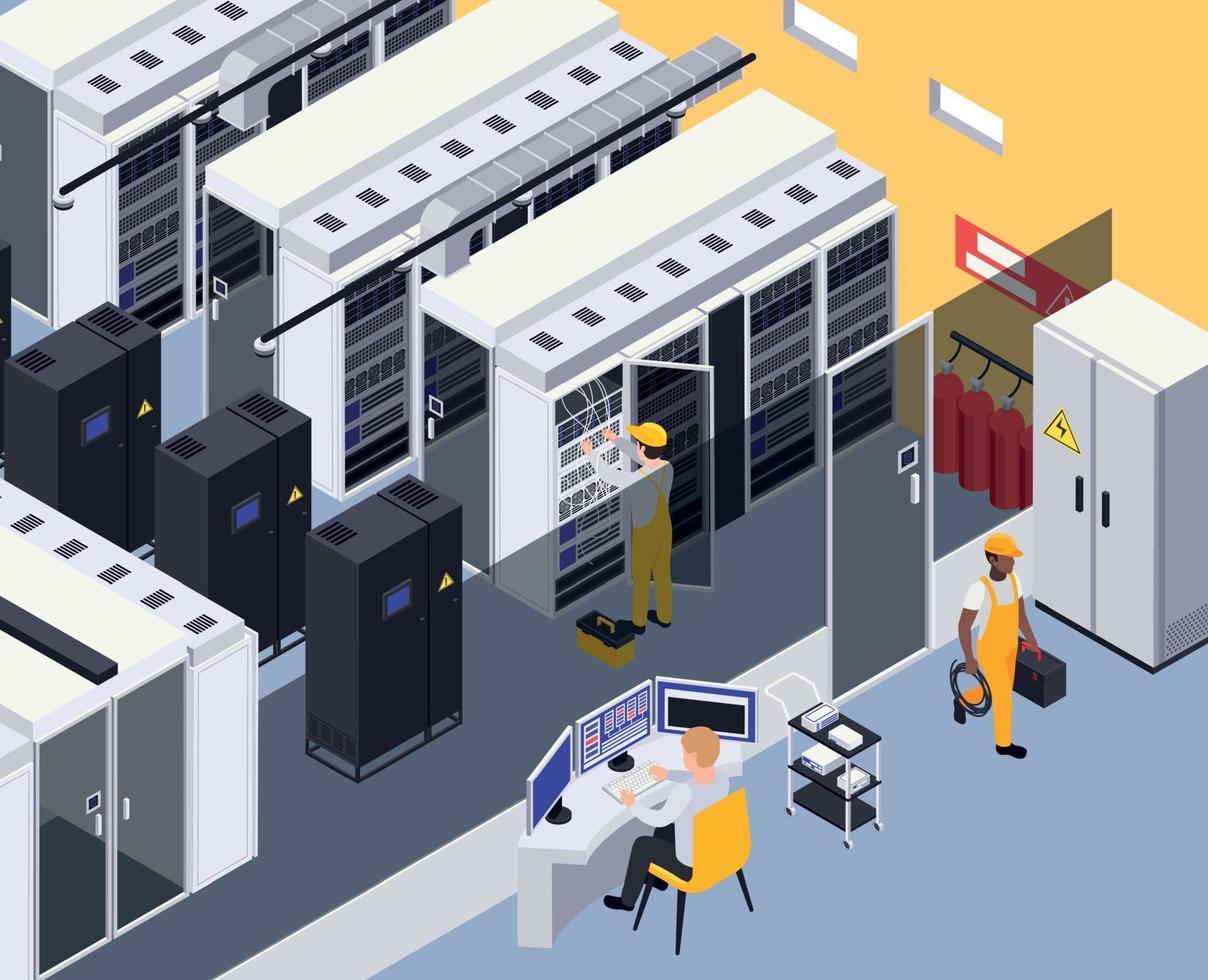Data Center Isometric Composition vector