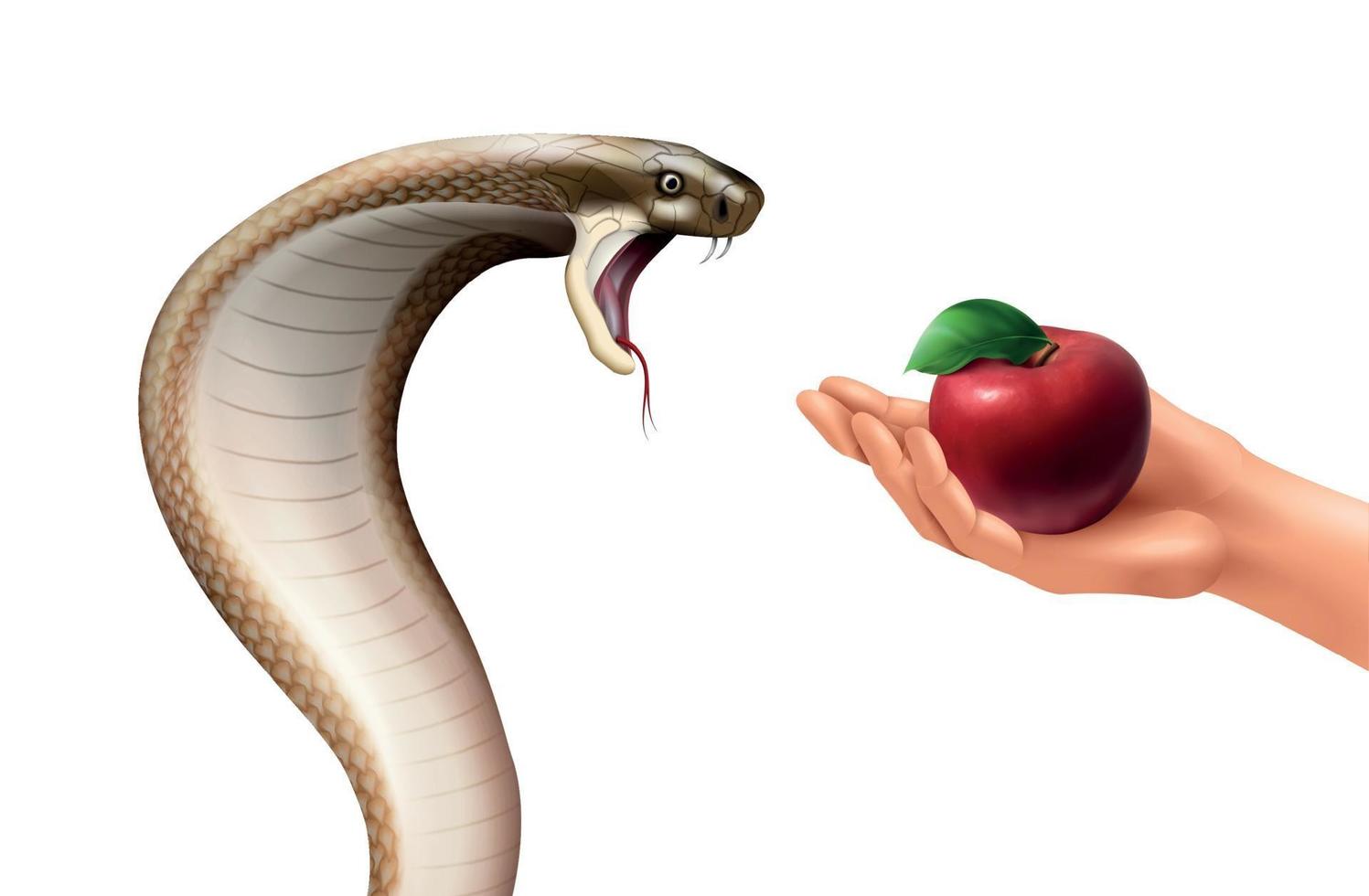 composición de serpiente y manzana vector