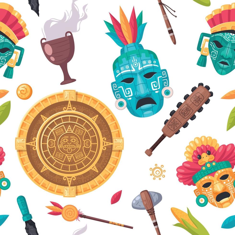Maya Civilization Seamless Pattern vector