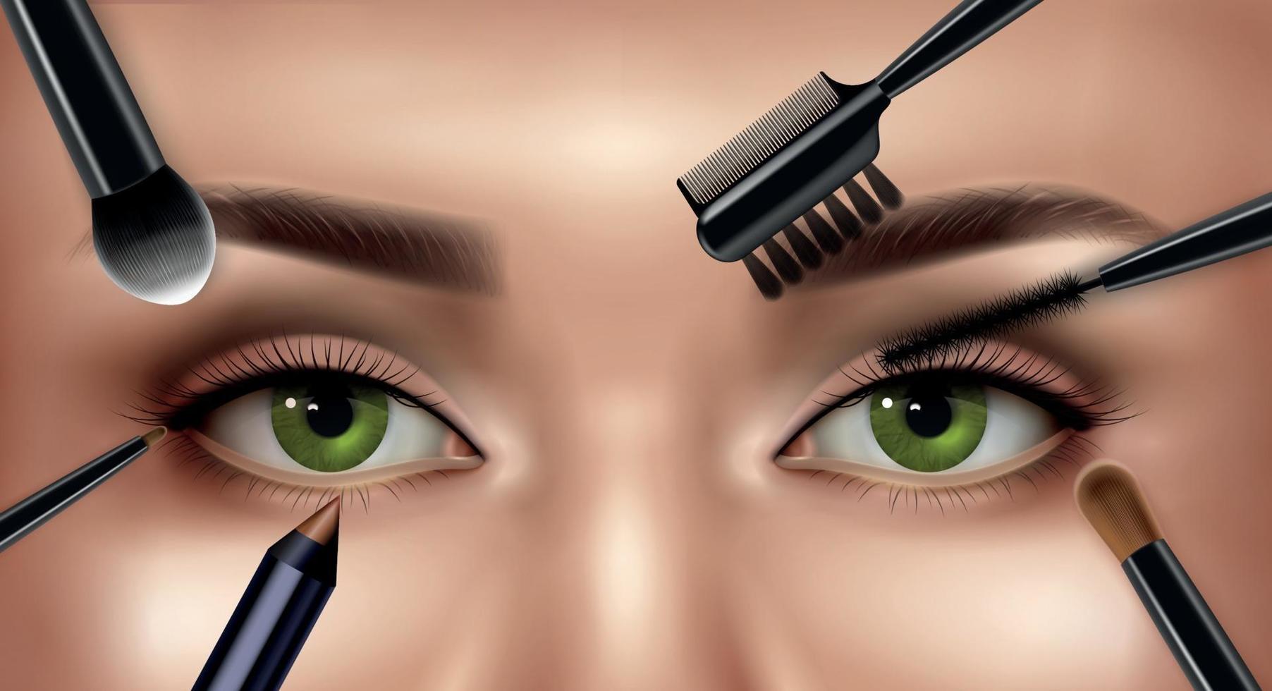maquillaje ojos composición realista vector