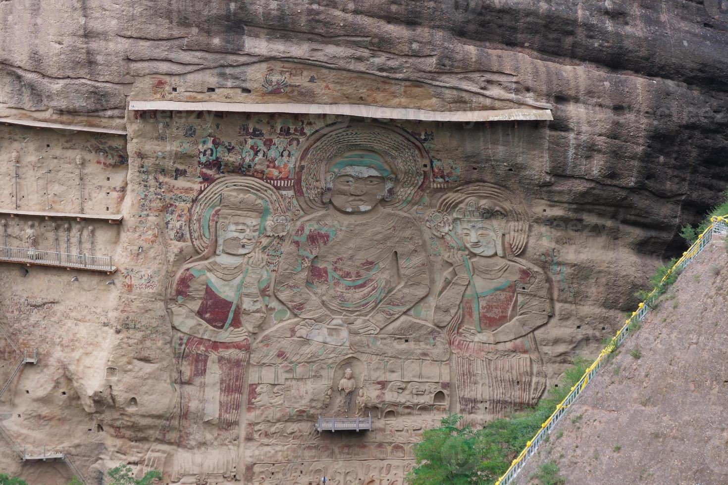 La Shao temple grotto relief painting in Tianshui Wushan China photo