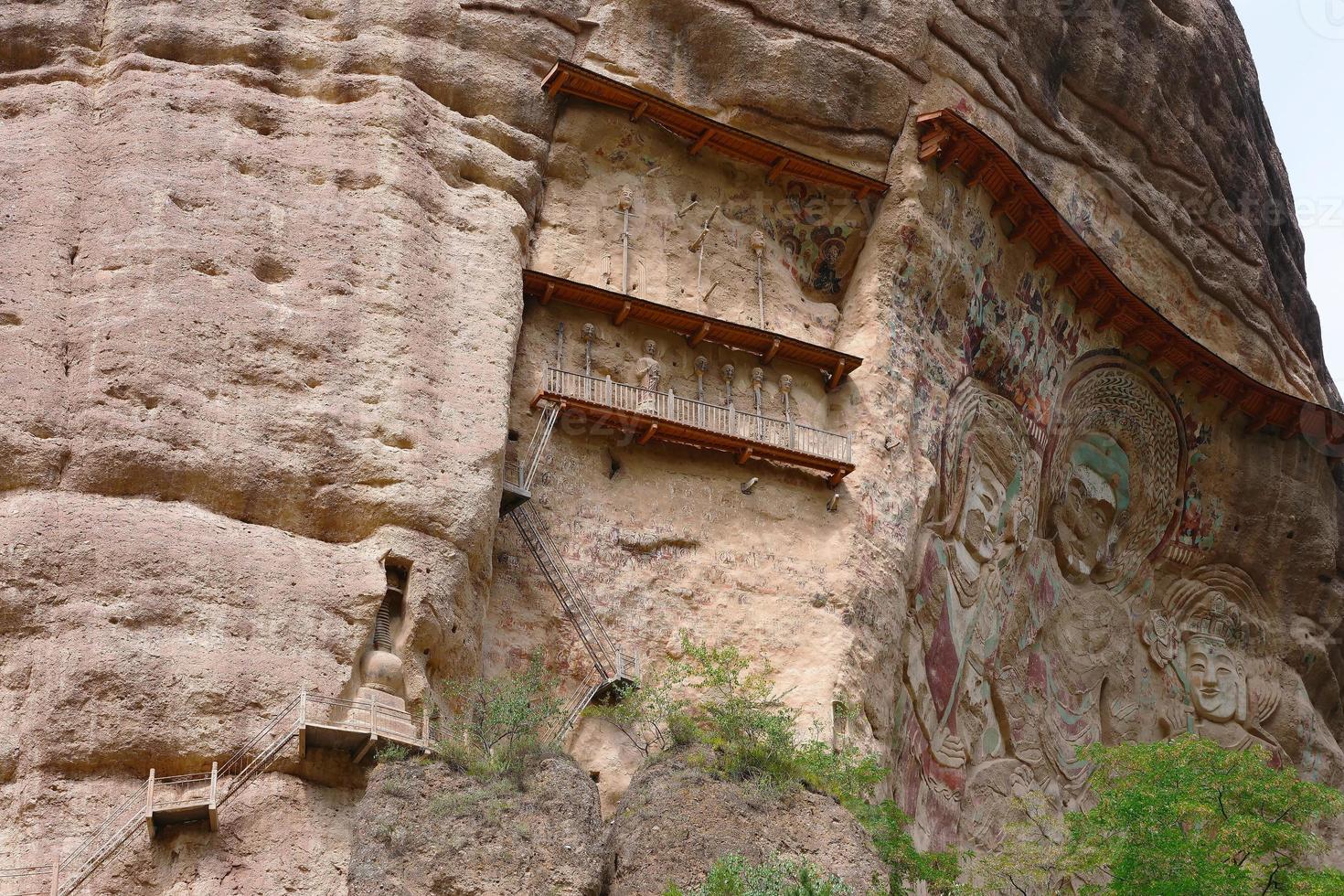 La Shao temple grotto relief in Tianshui Wushan China photo