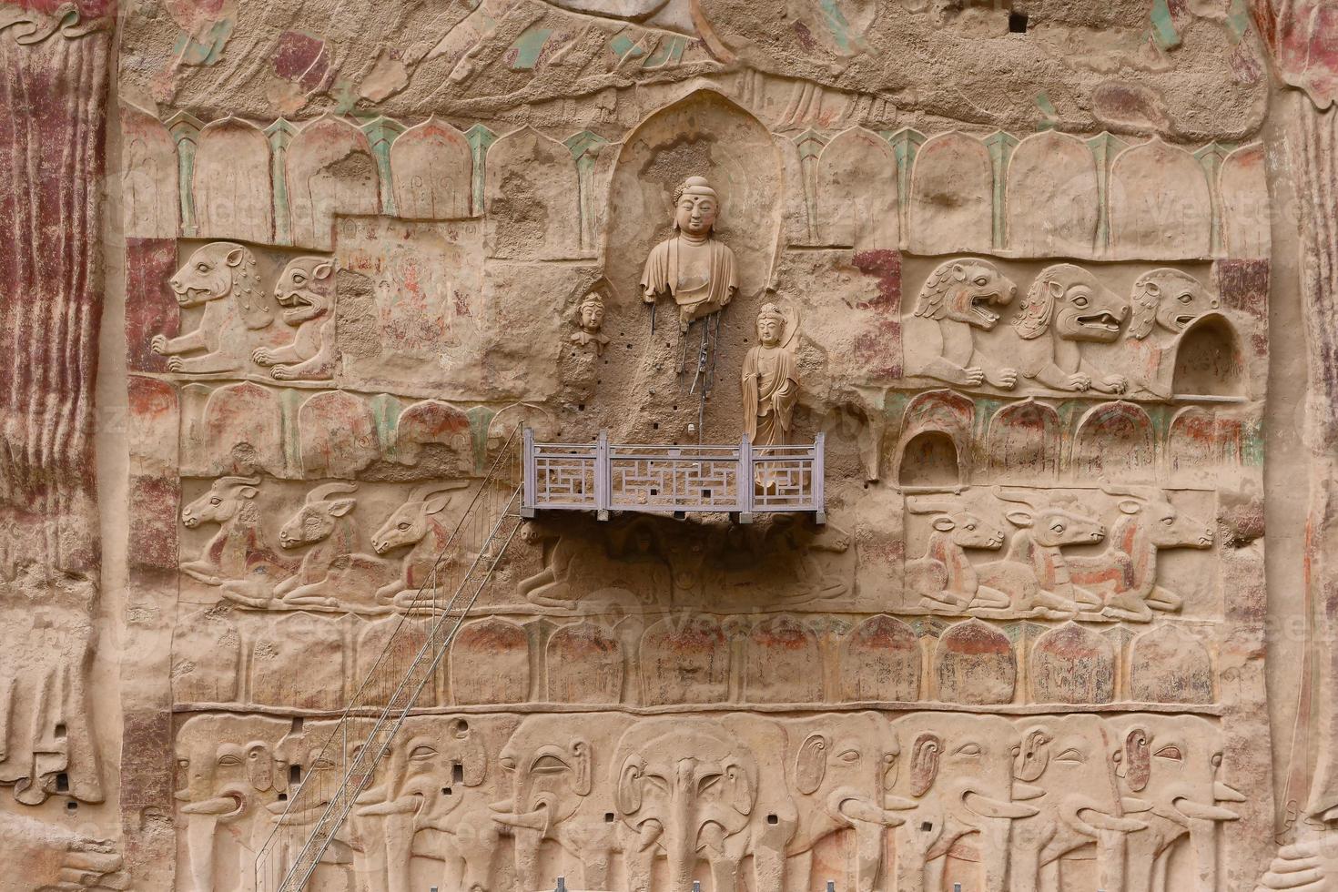 La Shao temple grotto relief painting in Tianshui Wushan China photo