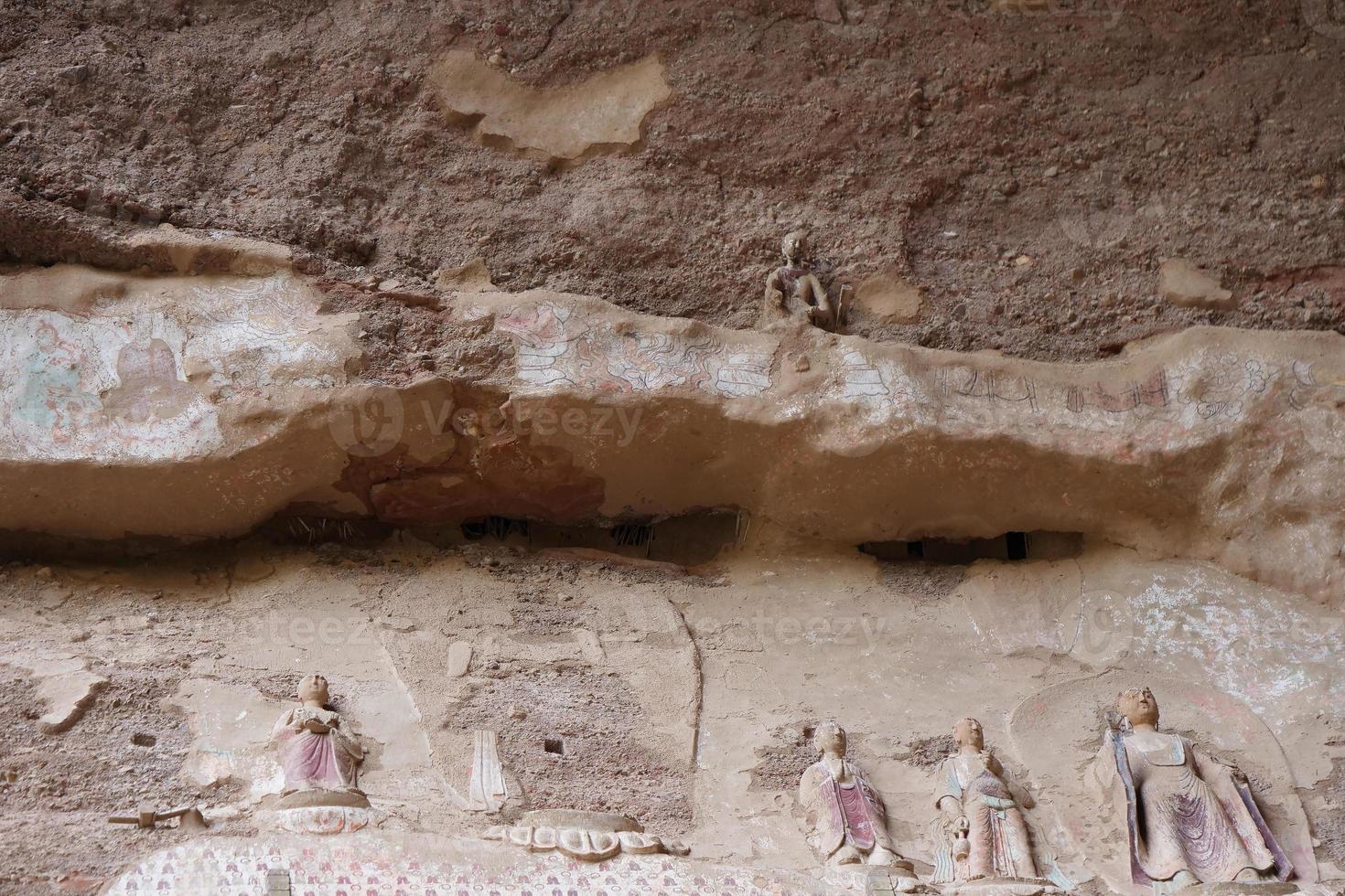 temple grotto relief painting in Tianshui Wushan China photo