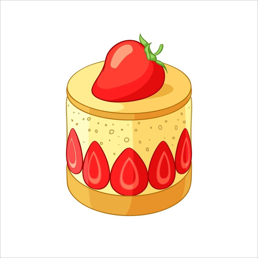 Strawberry Fraisier cake dessert vector illustration