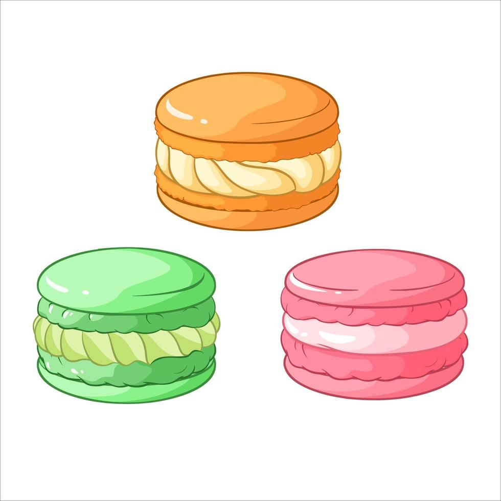 Ilustración de vector de postre colorido macarons