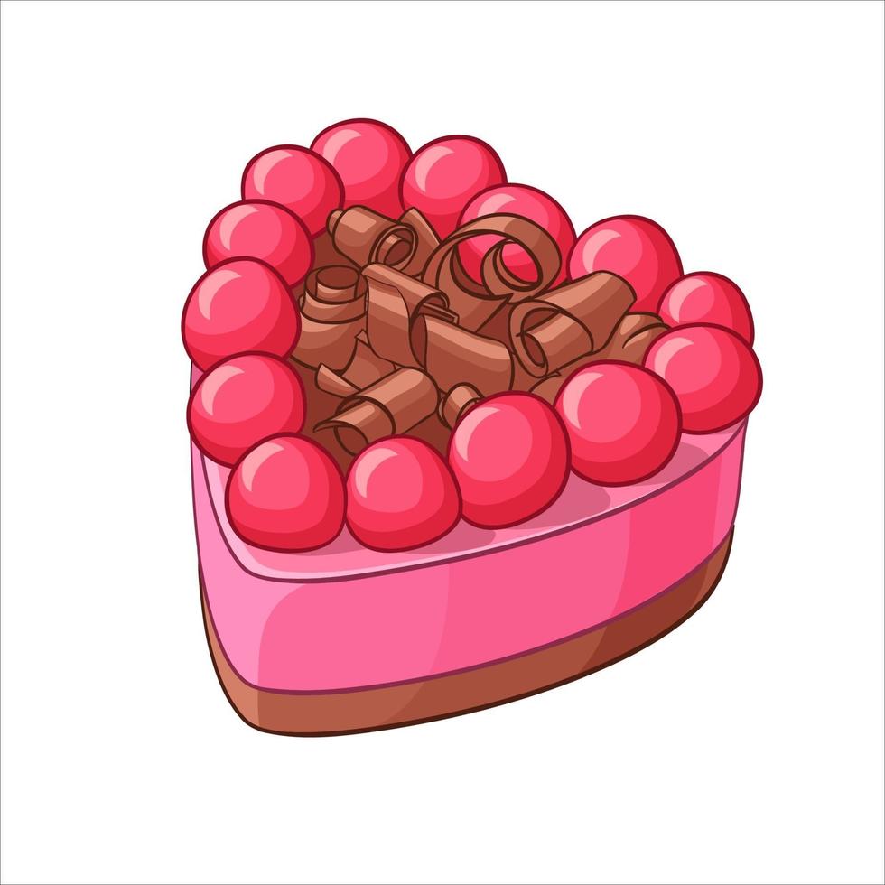 Heart shape berry cake vector illustration