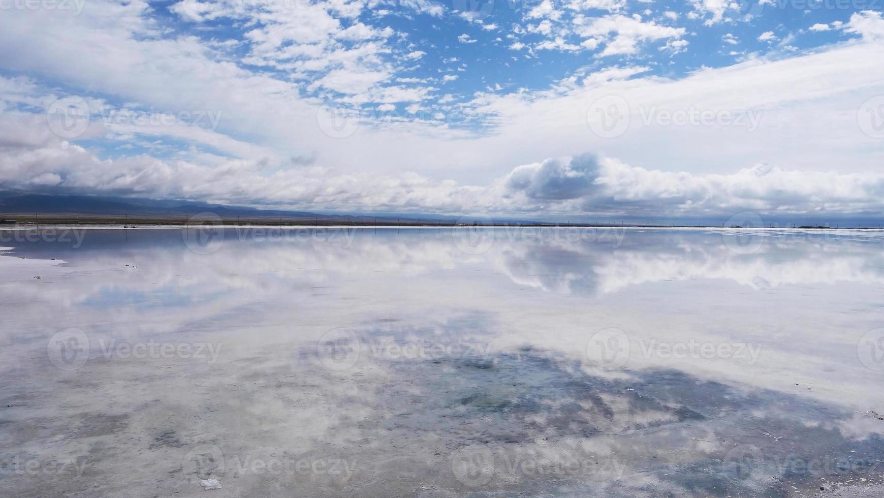 Majestic beautiful landscape of Caka salt lake in Qinghai China photo