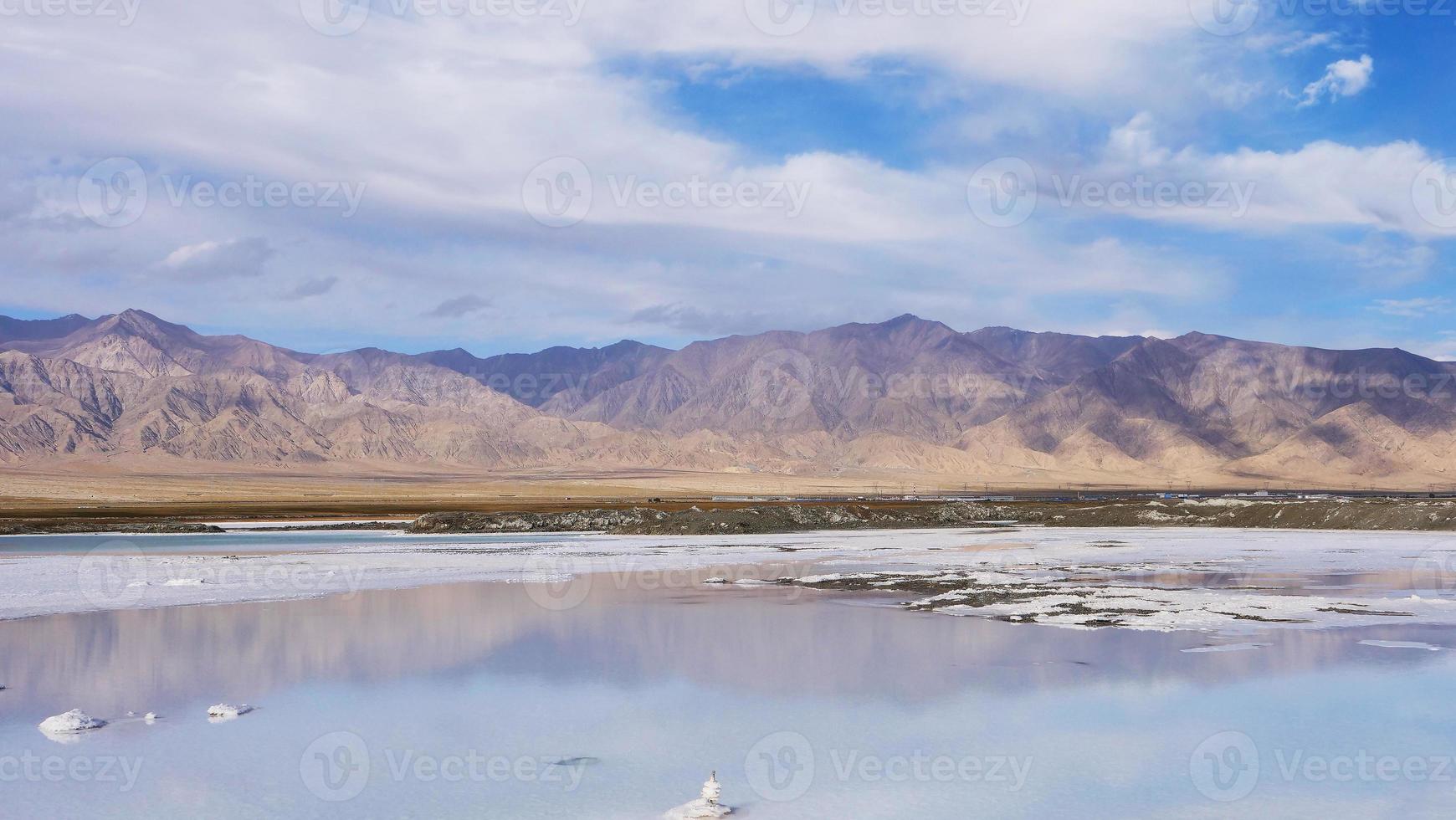 Beautiful nature landscape view of Emerald Salt Lake in Qinghai China photo