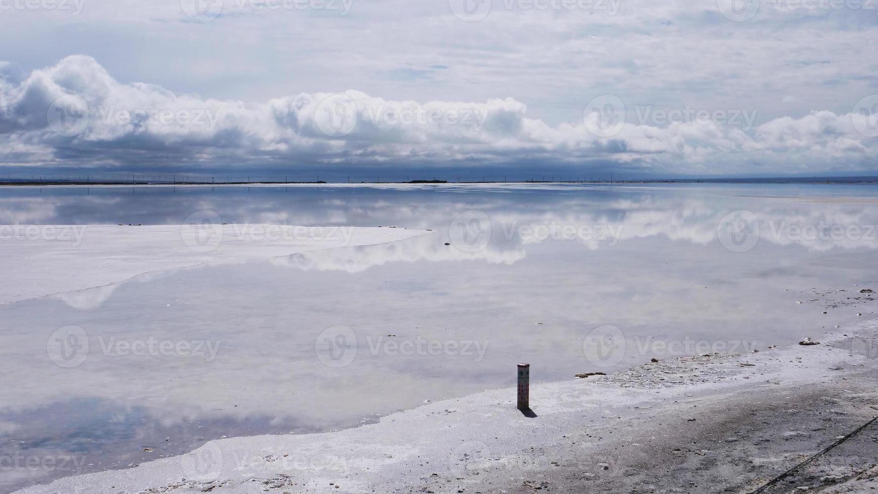 Majestic beautiful landscape of Caka salt lake in Qinghai China photo