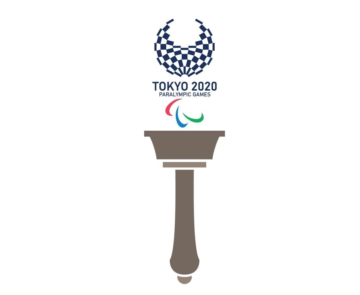símbolo oficial tokio 2020 juegos paralímpicos de japón resumen con antorcha vector