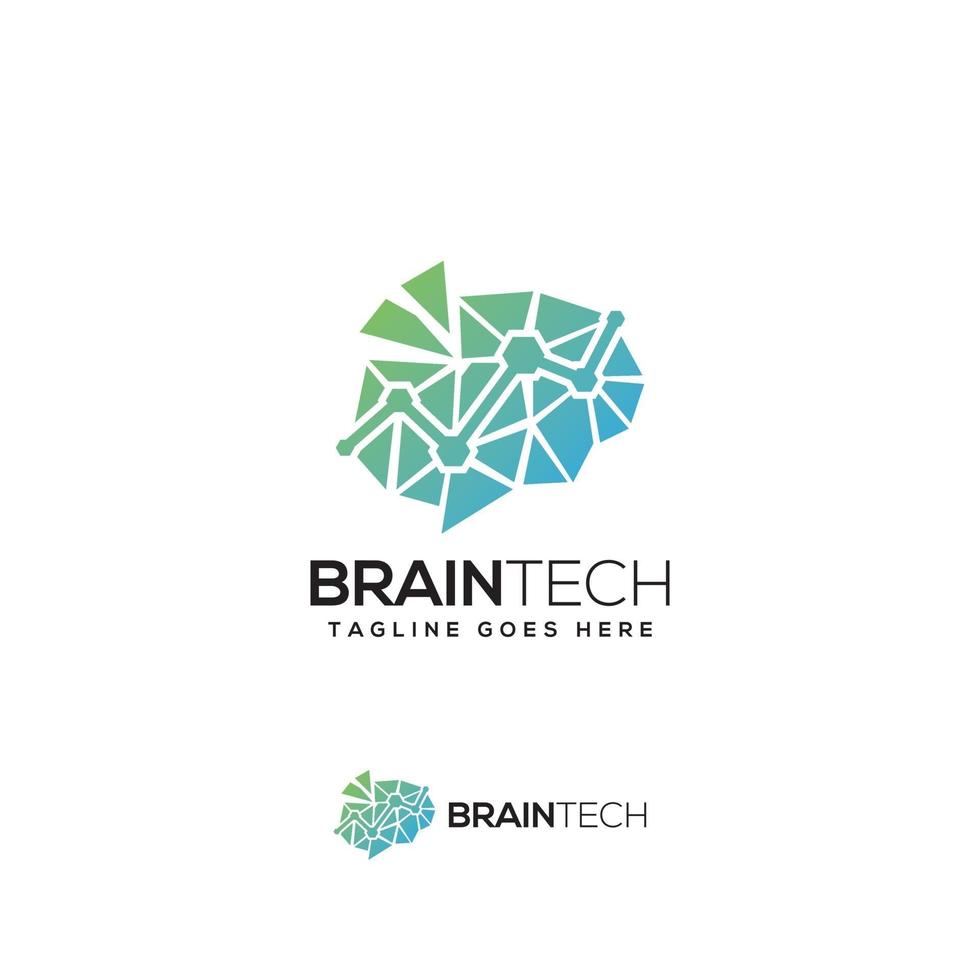 diseño de logotipo moderno de tecnología cerebral vector
