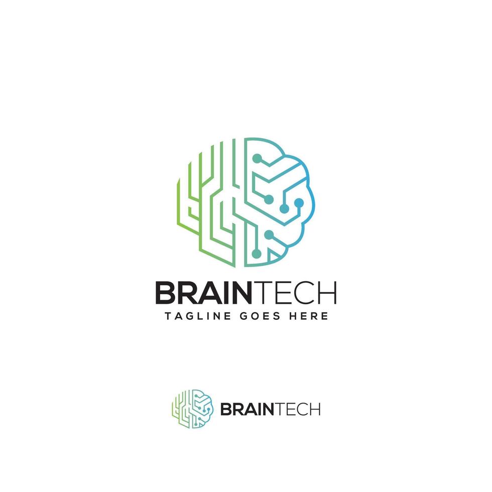 Brain tech modern logo design vector