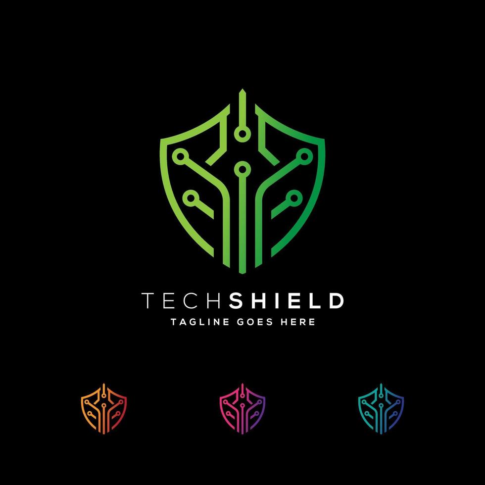 diseño de logotipo shield tech con concepto moderno vector