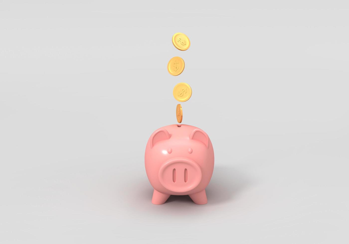 Piggy bank and gold coins photo