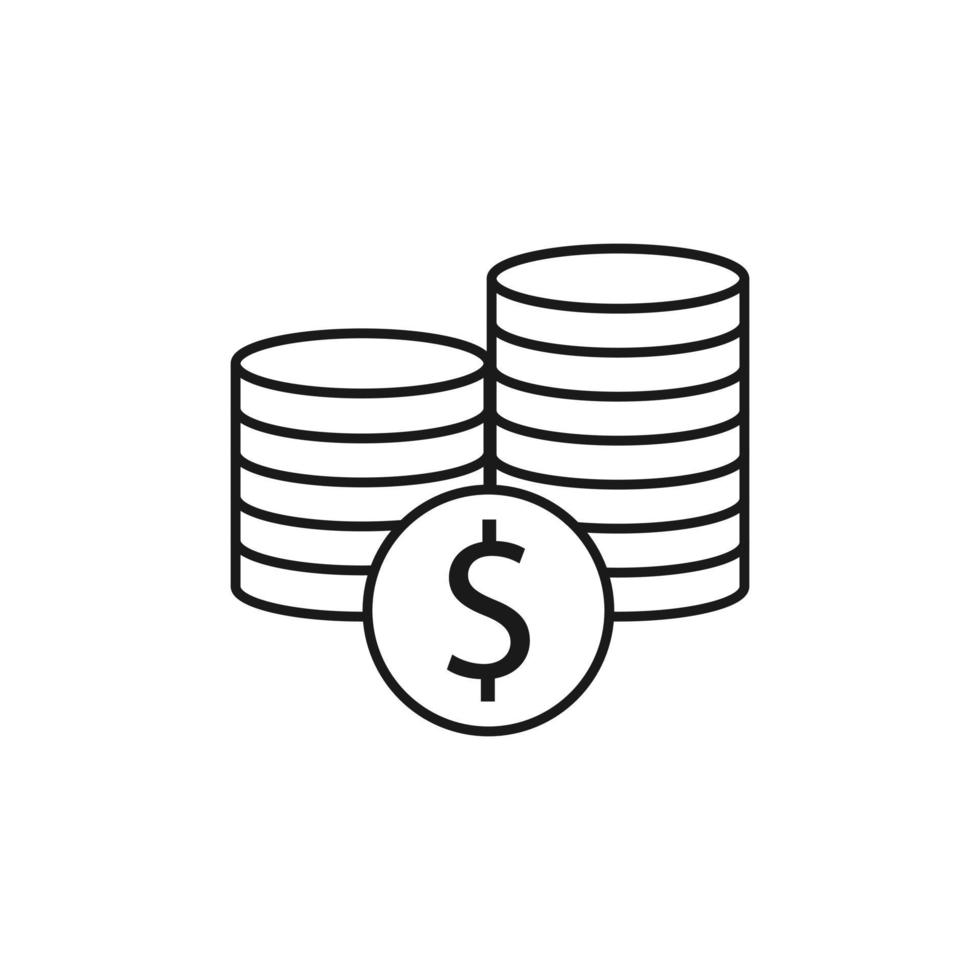 Coins Icon isolated on white background. vector