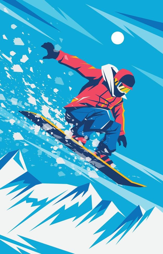 deporte de invierno con concepto de snowboard vector