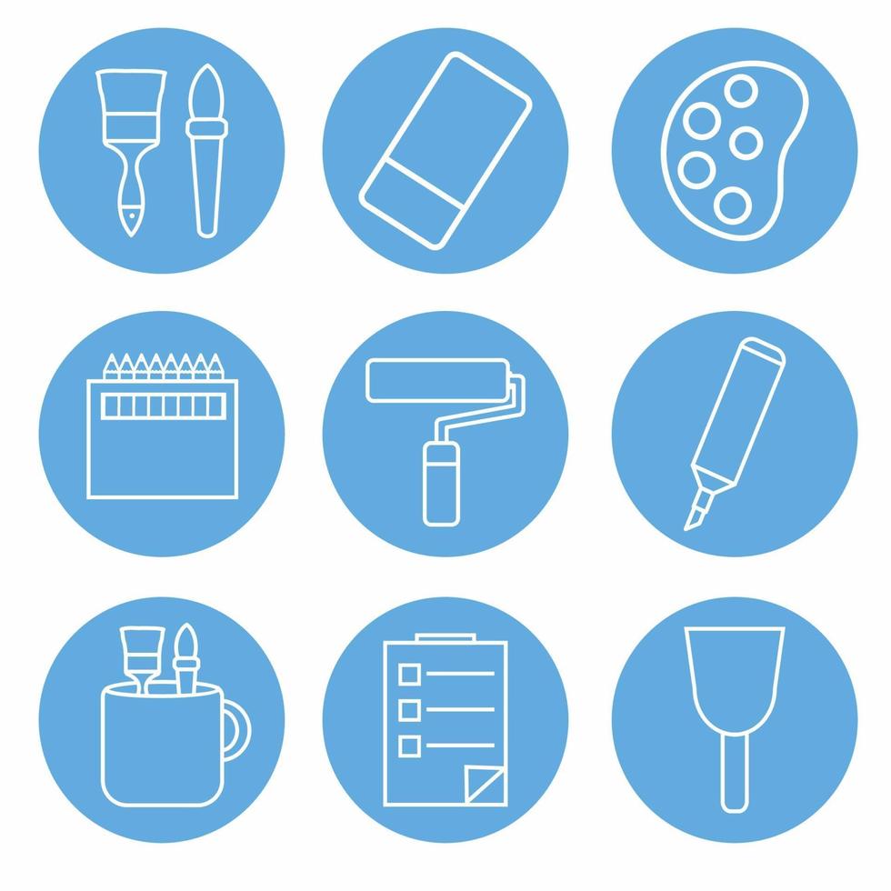 Icon Vector of Painting Tool Set Icon Part 2 - Blue Monochrome Style