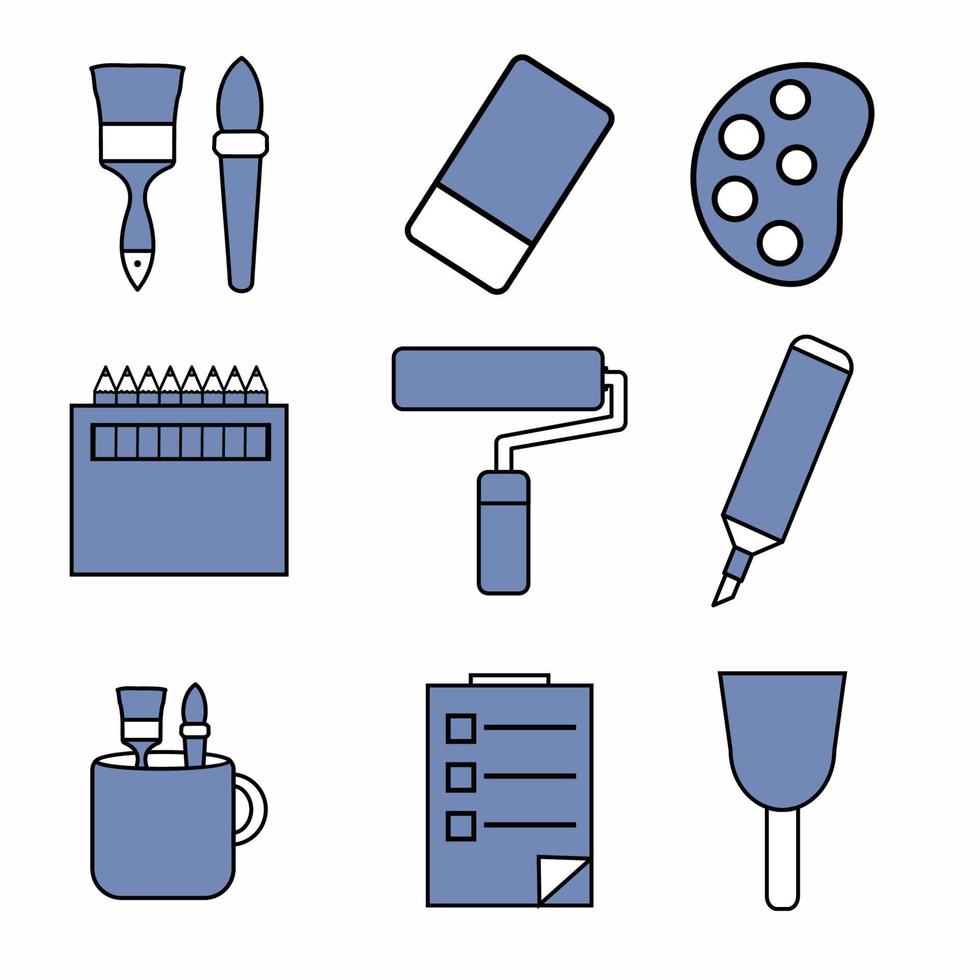 Icon Vector of Painting Tool Set Icon Part 2 - Dark Blue Style