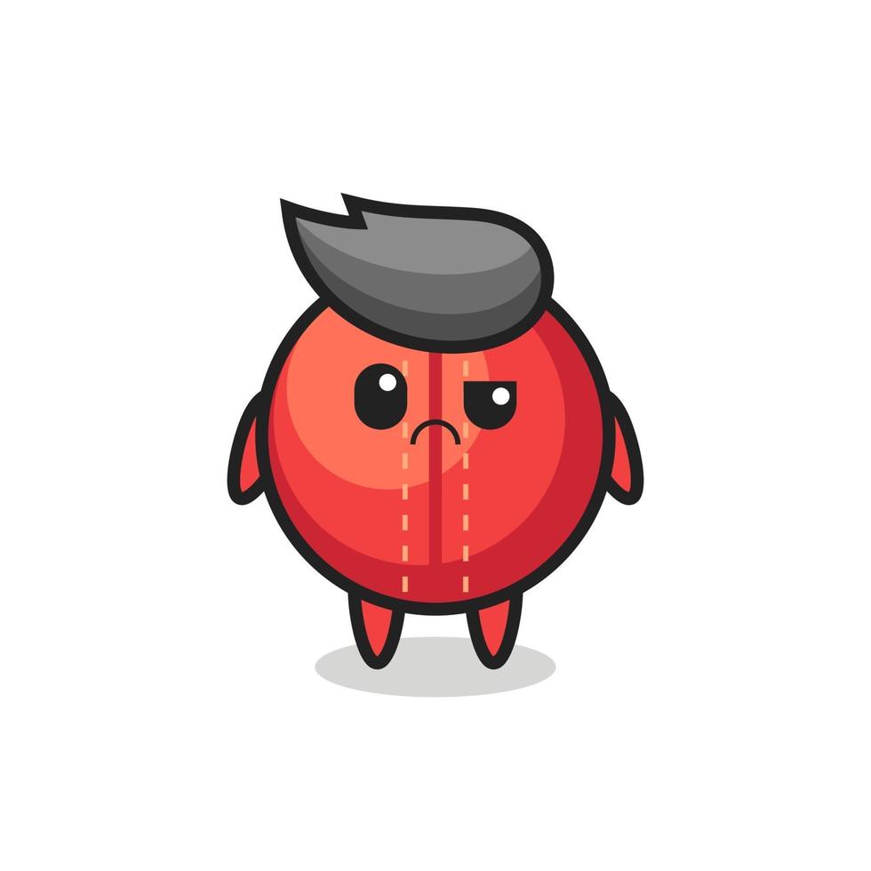 the mascot of the cricket ball with skeptical face vector