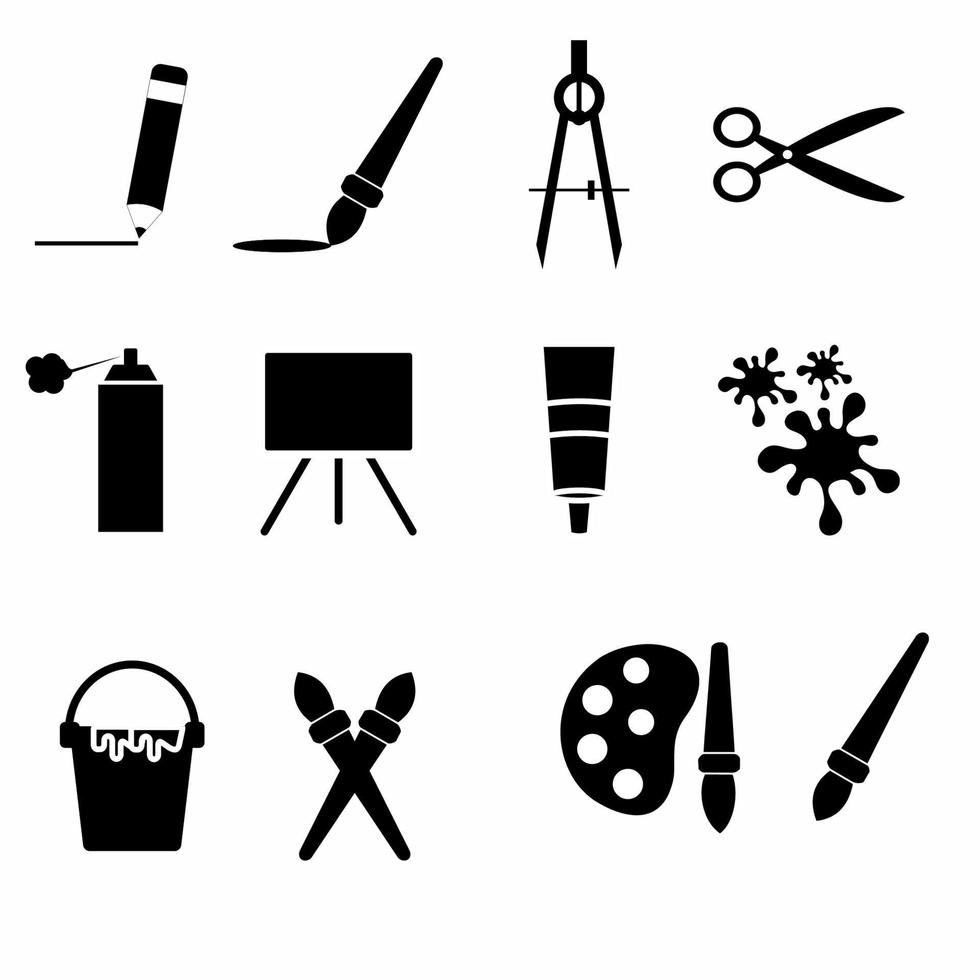 Icon Vector of Painting Set - Black Style