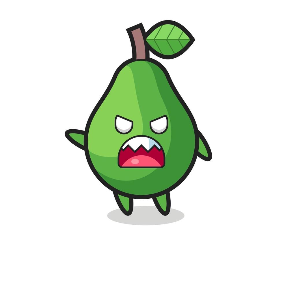 cute avocado cartoon in a very angry pose vector
