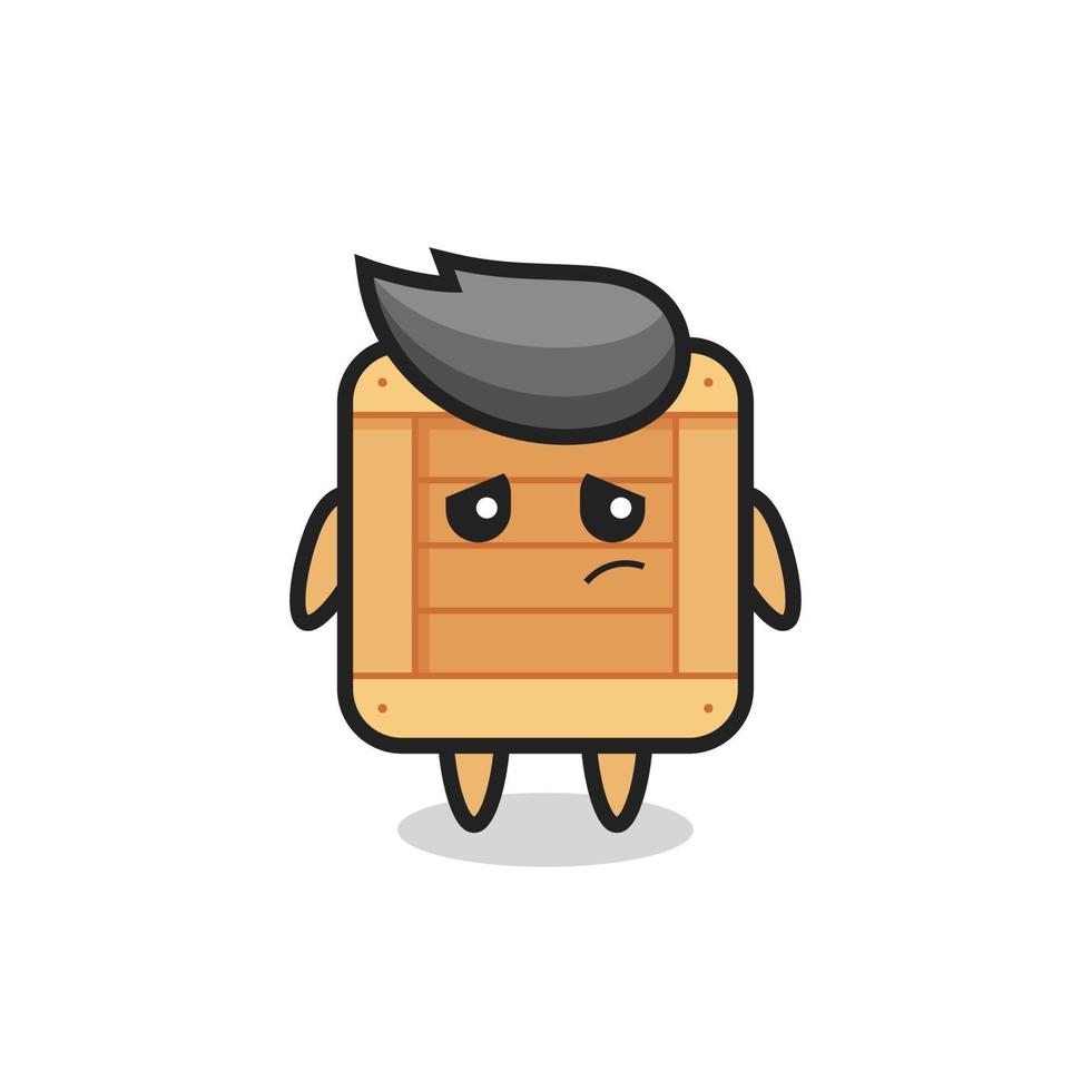 the lazy gesture of wooden box cartoon character vector