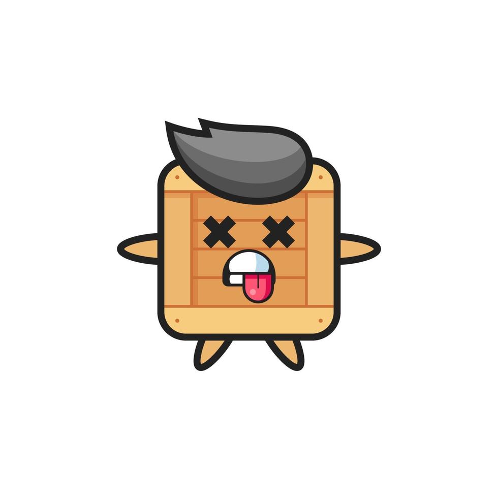 character of the cute wooden box with dead pose vector