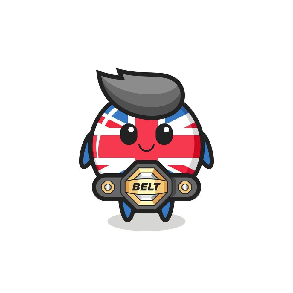 the MMA fighter united kingdom flag badge mascot with a belt vector