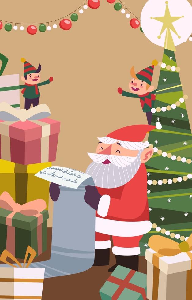 Santa Claus Reads the Wish List vector